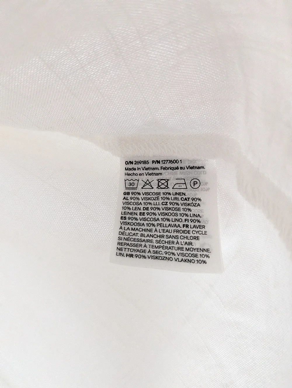 H&M White viscose Linen Blend Button Up Shirt Blouse Long Sleeve XS - Picture 6 of 10